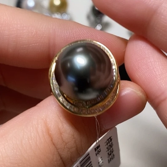 戒指银S925镶嵌海水珍珠13.54