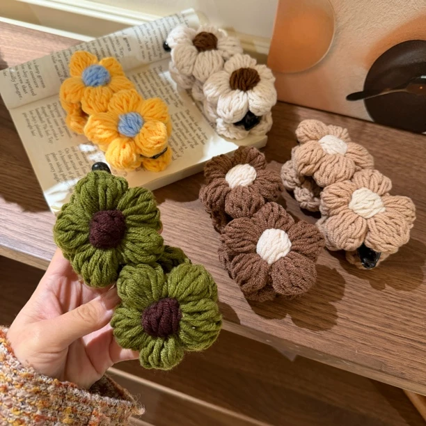 针织花朵香蕉夹甜美鸭嘴夹复古宫廷发夹少女心手工饰品发卡