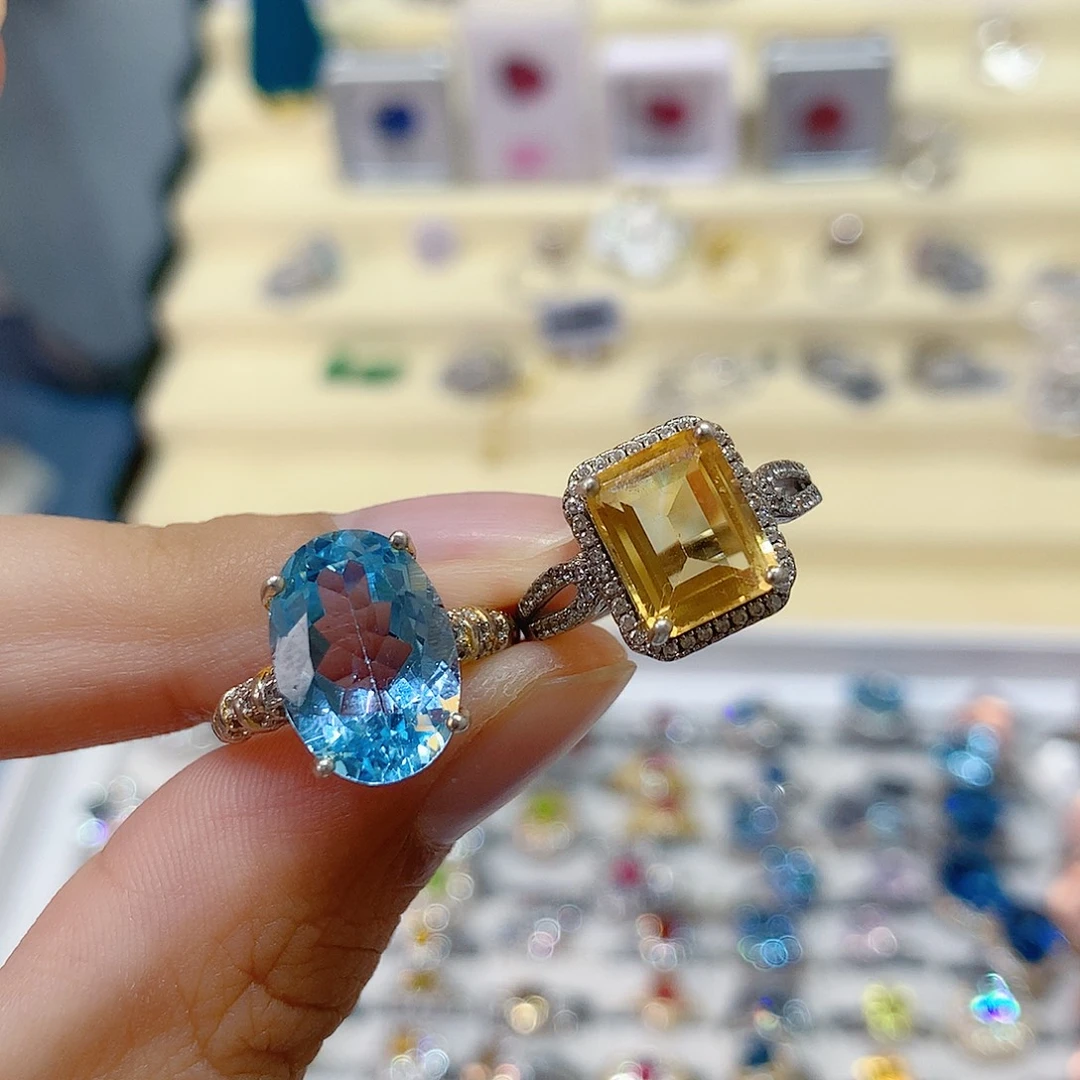 福***伦水晶银S925镶嵌戒指