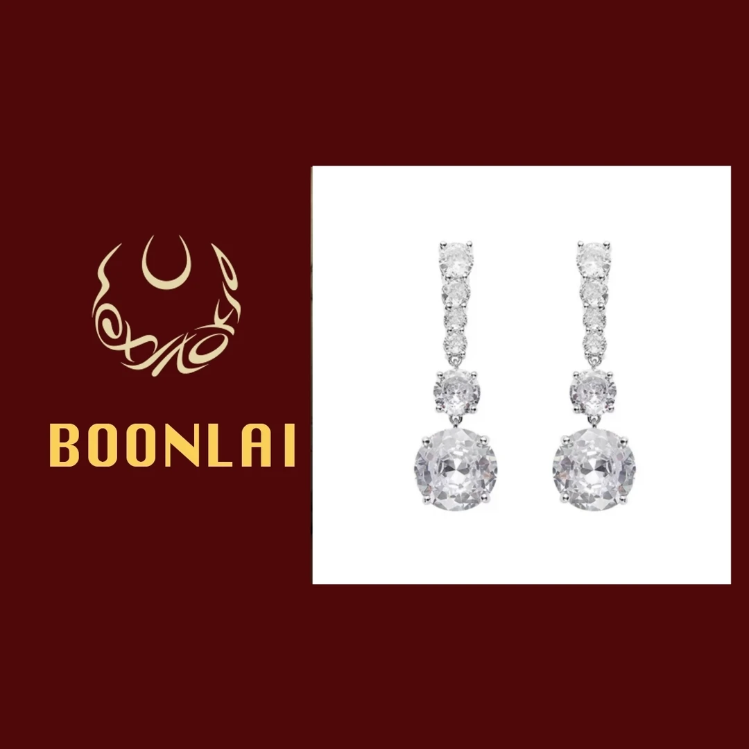 铜合金锆石耳饰 Boonlai 24年新款自家大货渐变钻圆形长款耳环