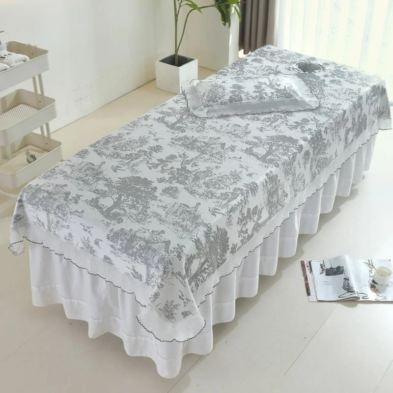 新款冰丝提花凉席美容院美体按摩推拿专用夏季水洗凉感丝床套床裙