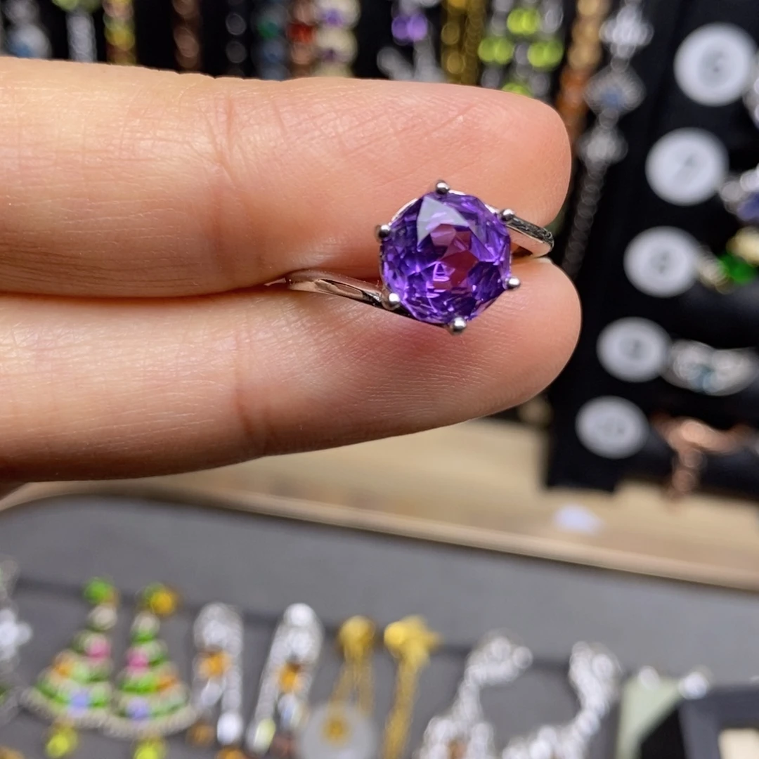 银S925镶嵌戒指烟晶