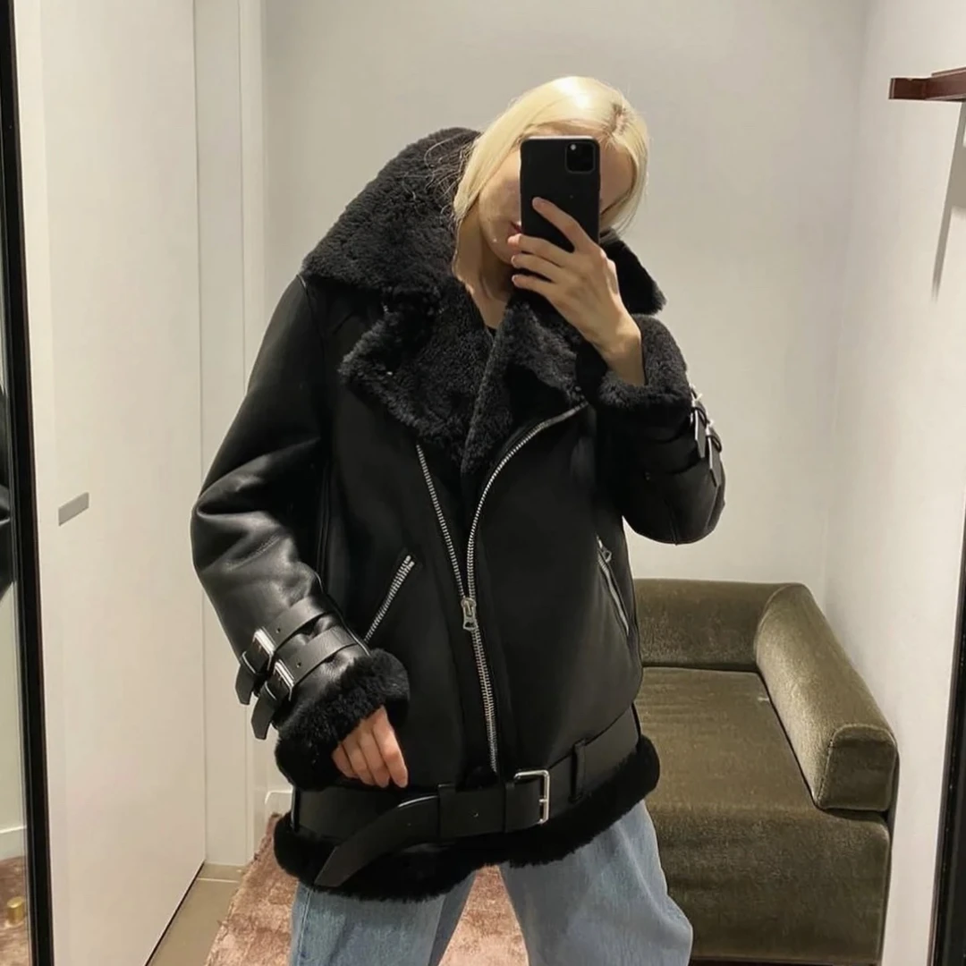 全新未使用 AcneStudios 汤/639116/泰迪毛机车风外套