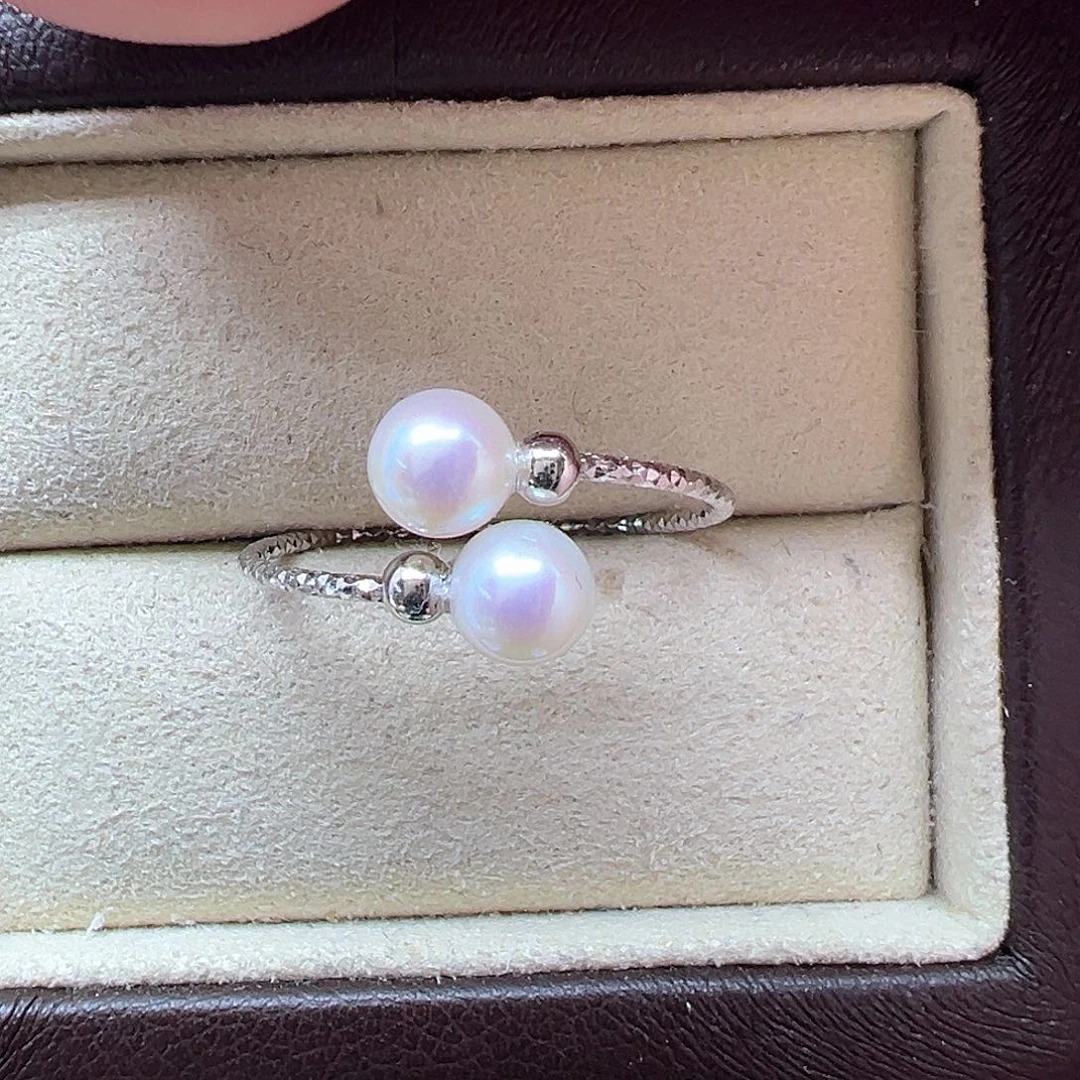 戒指银S925镶嵌淡水珍珠