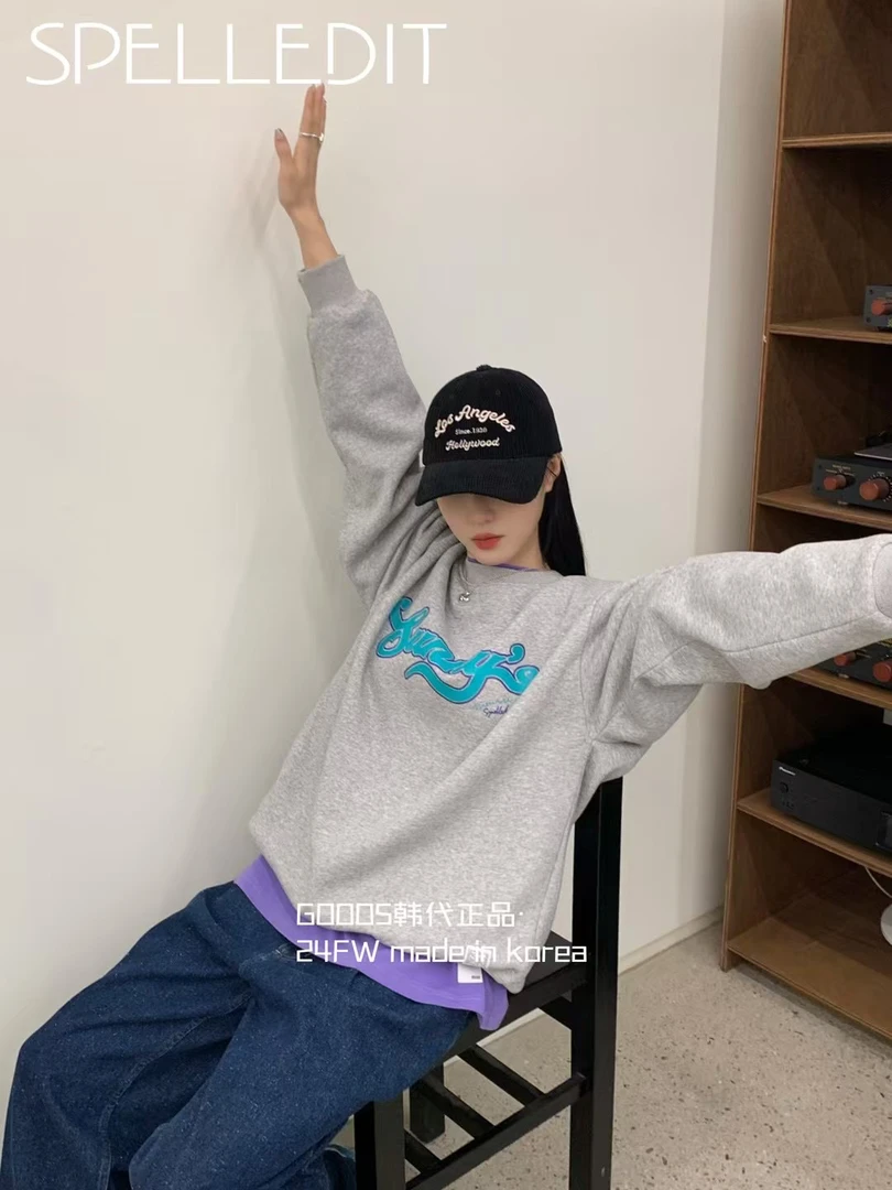 SPELLEDIT 加绒字母蓝色卫衣 NO退No换 正品