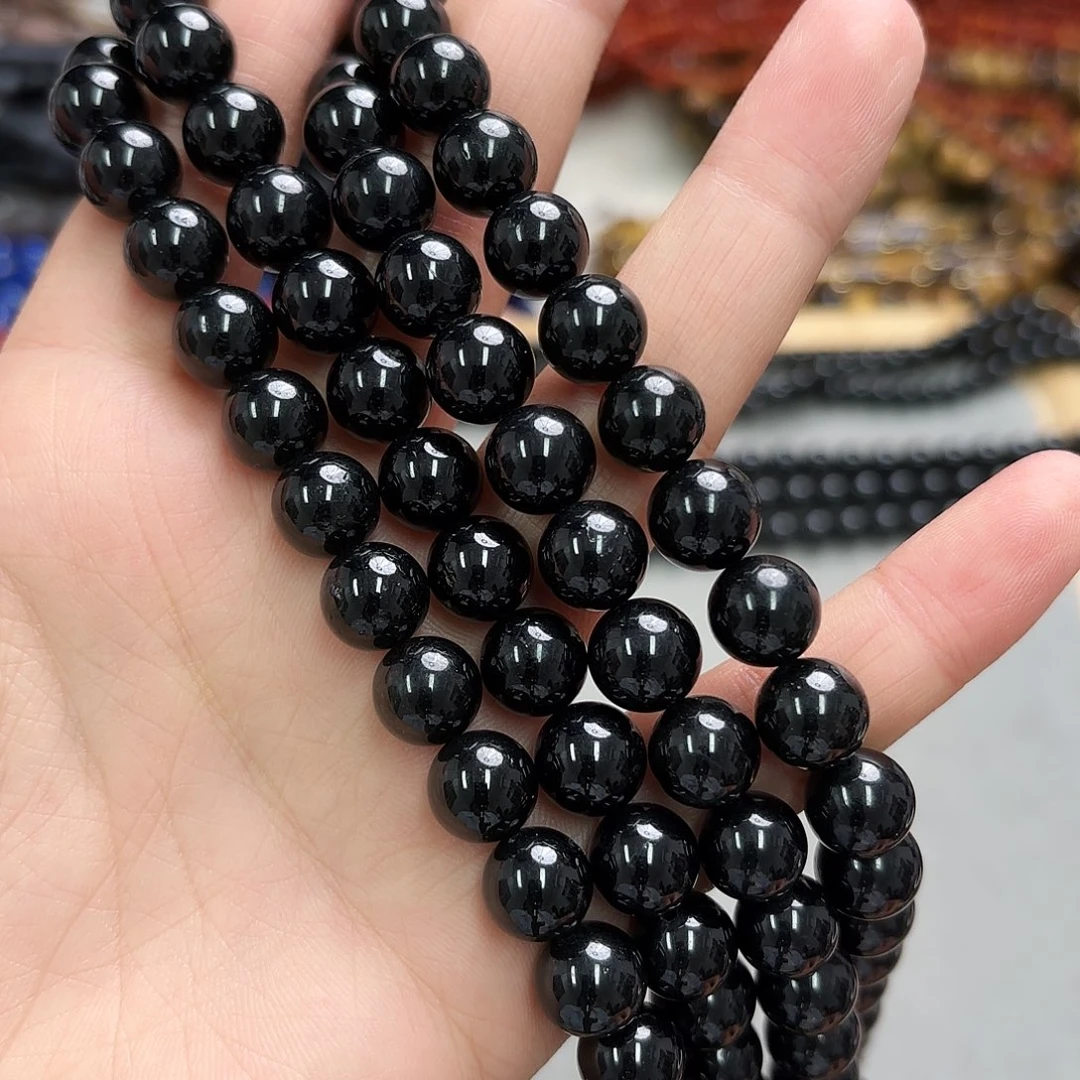 玛瑙/玉髓未镶嵌珠宝半成品卡10黑碧玺一条