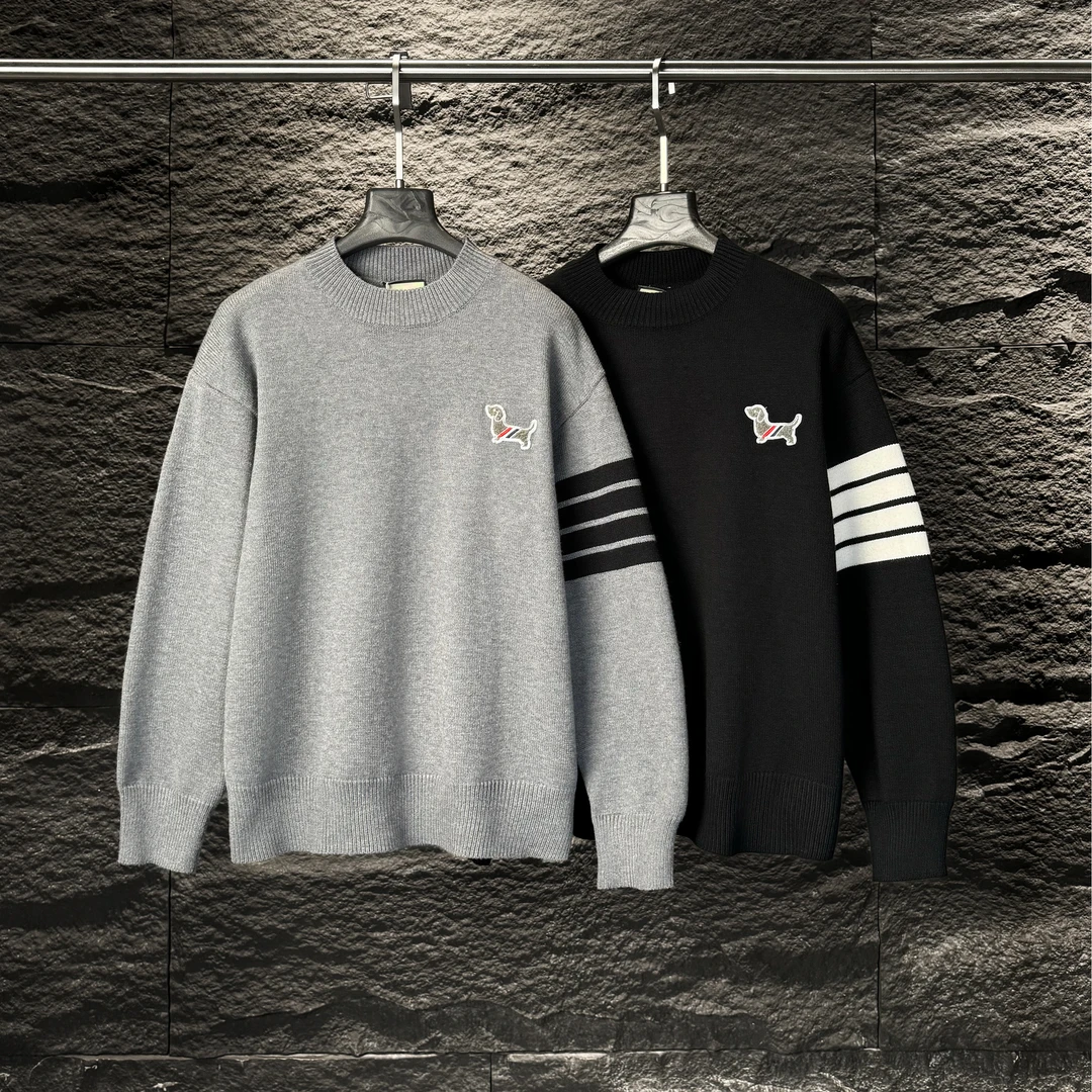 CB-L2489-秋冬季上新时尚百搭拼接色毛衣男女同款