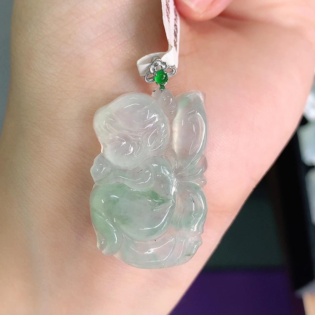 颈饰18K金镶嵌翡翠33.5-22-4.2