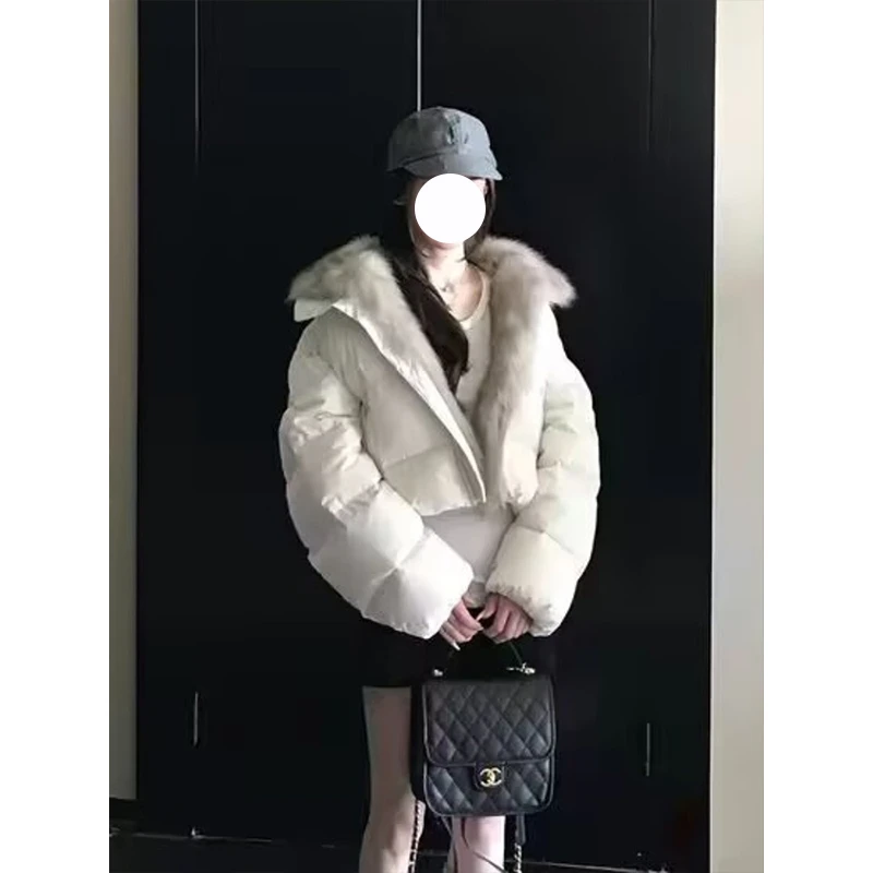 大码胖MM毛领短款加厚棉服女2025冬新款小个子显瘦气质面包服外套