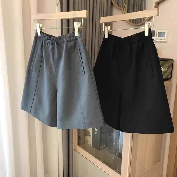 大码西装阔腿裤女夏新款垂感五分裤薄款时尚休闲显瘦日系高腰短裤