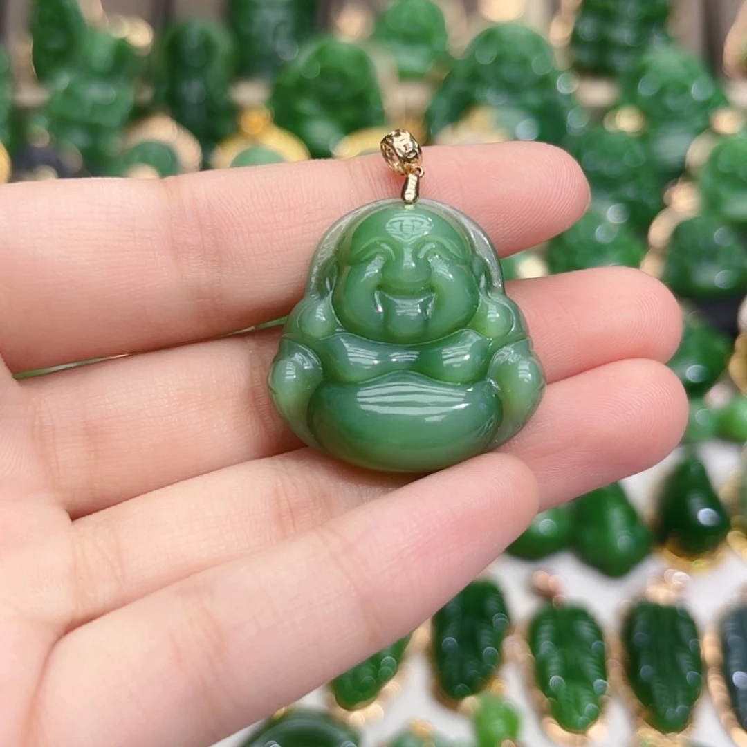 和田玉（碧玉）18K金镶嵌颈饰