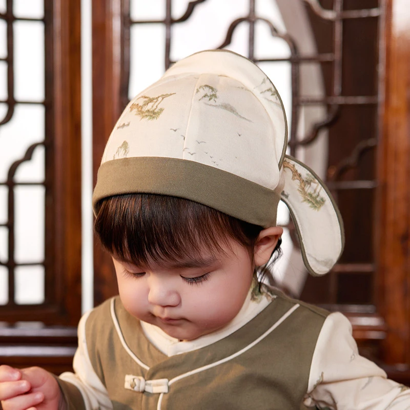 shiningmoment婴儿帽子宝宝胎帽新中式春秋状元帽中国风