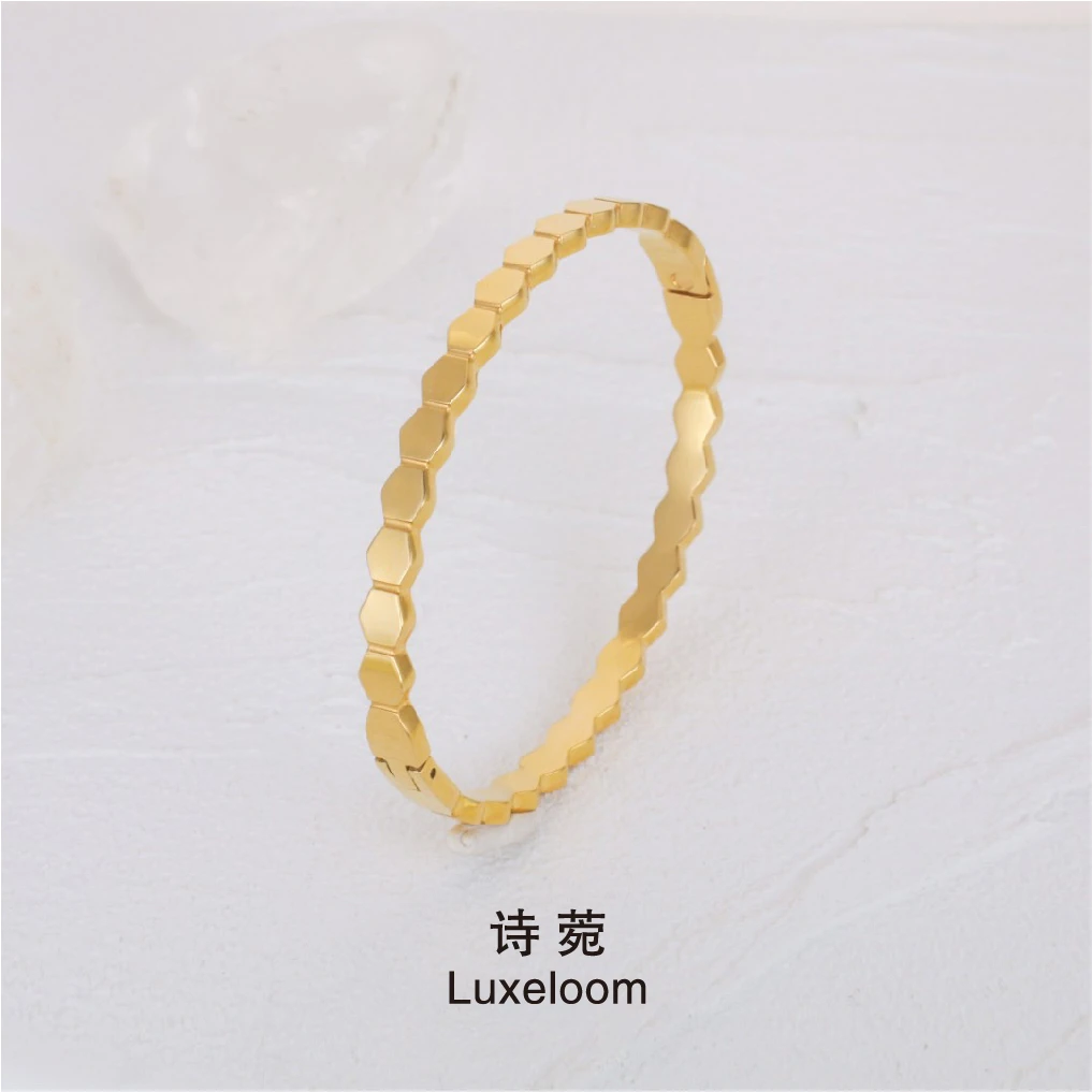 LuxeLoom/诗菀 钛钢手镯 【蛇形菱角卡扣】手镯女欧美A0025新