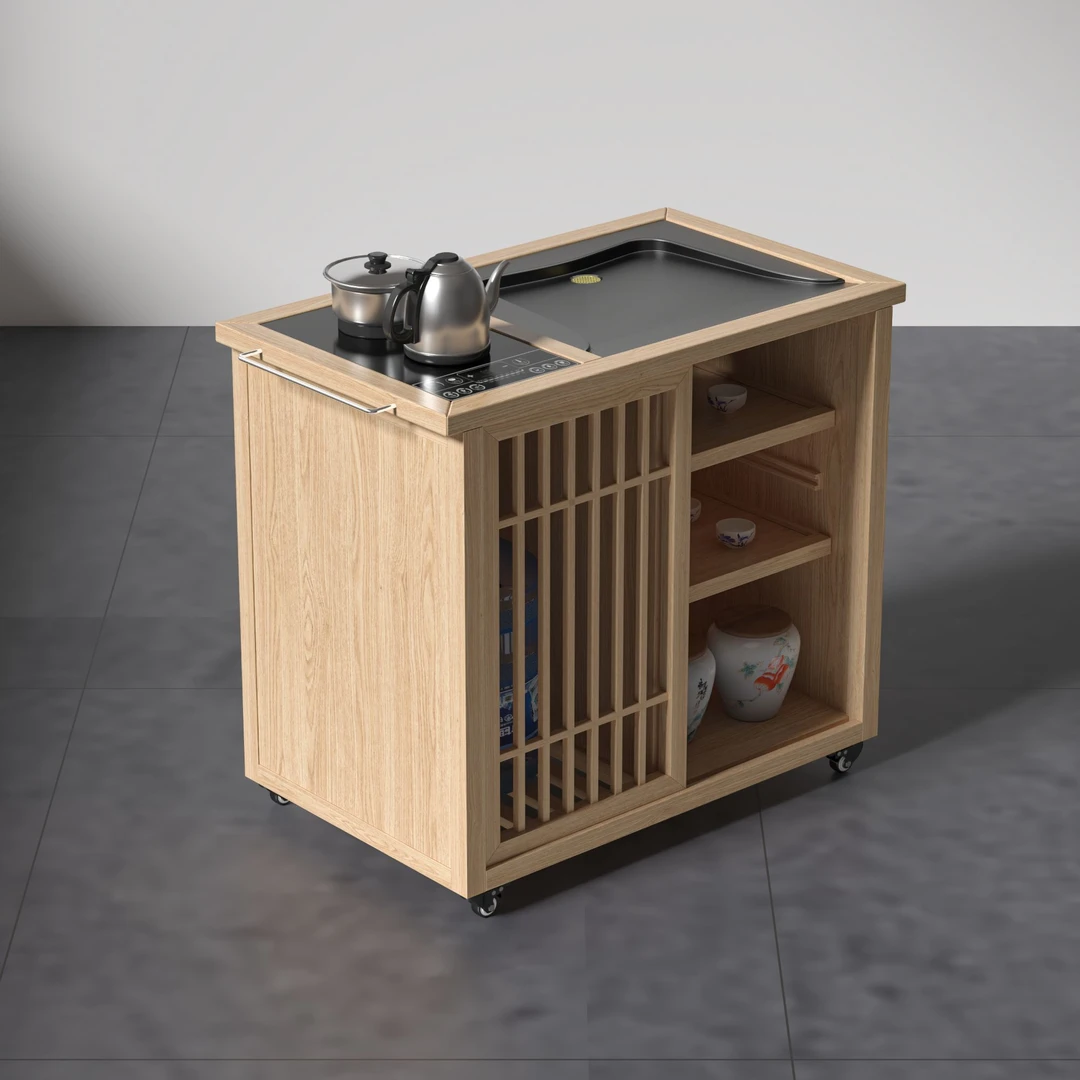 实木可移动茶水车收纳泡茶一体茶水柜