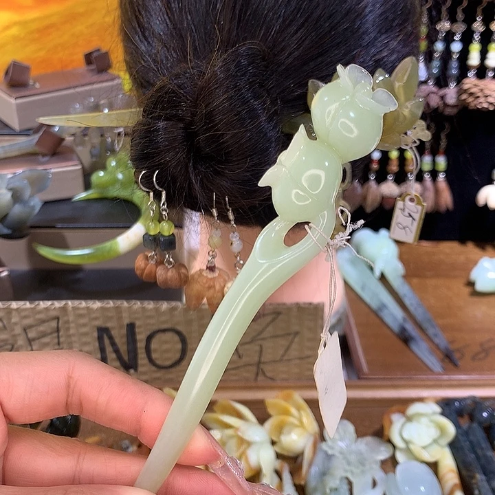 蛇纹石玉合金发饰