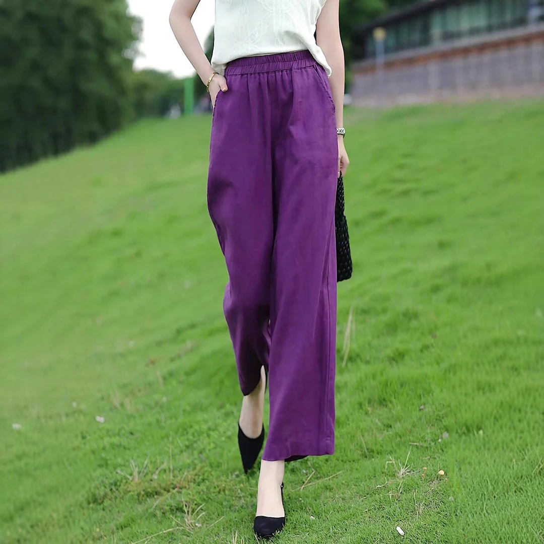 亚麻裤子宽松bf慵懒风女夏薄款2025新款凉凉裤高腰显瘦休闲阔腿裤