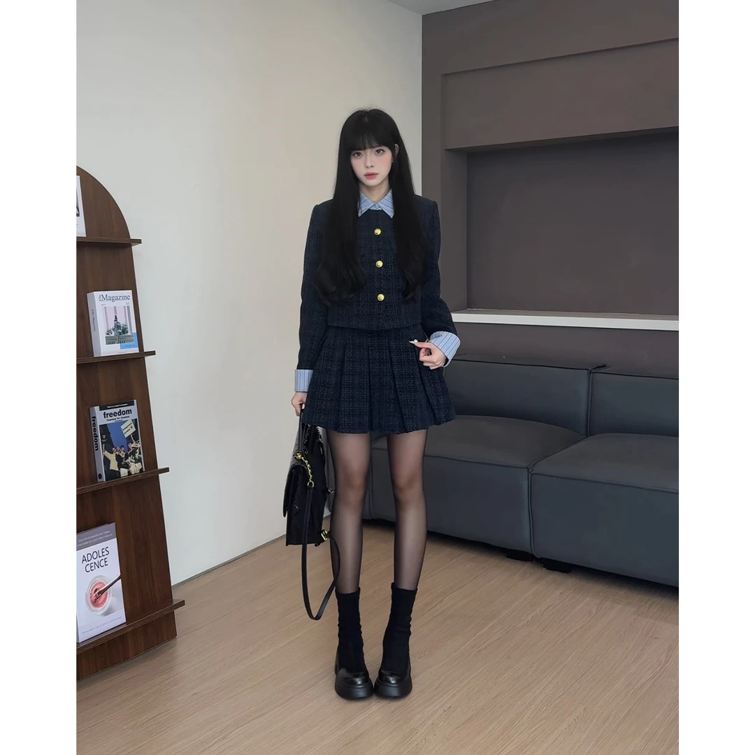 RICHINCHEESE 斐丽千金 小香风气质设计感外套休闲百搭半裙套装