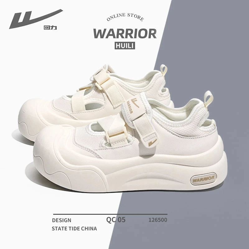 回力2025秋季新镂空设计感凉鞋子女丑萌魔术贴厚底板鞋百搭大头鞋