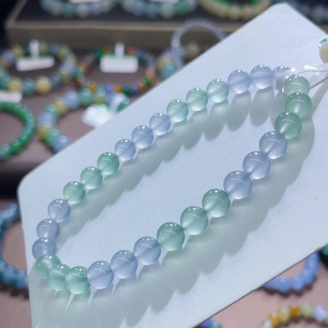 未镶嵌手链翡翠起钢高冰双彩卡6