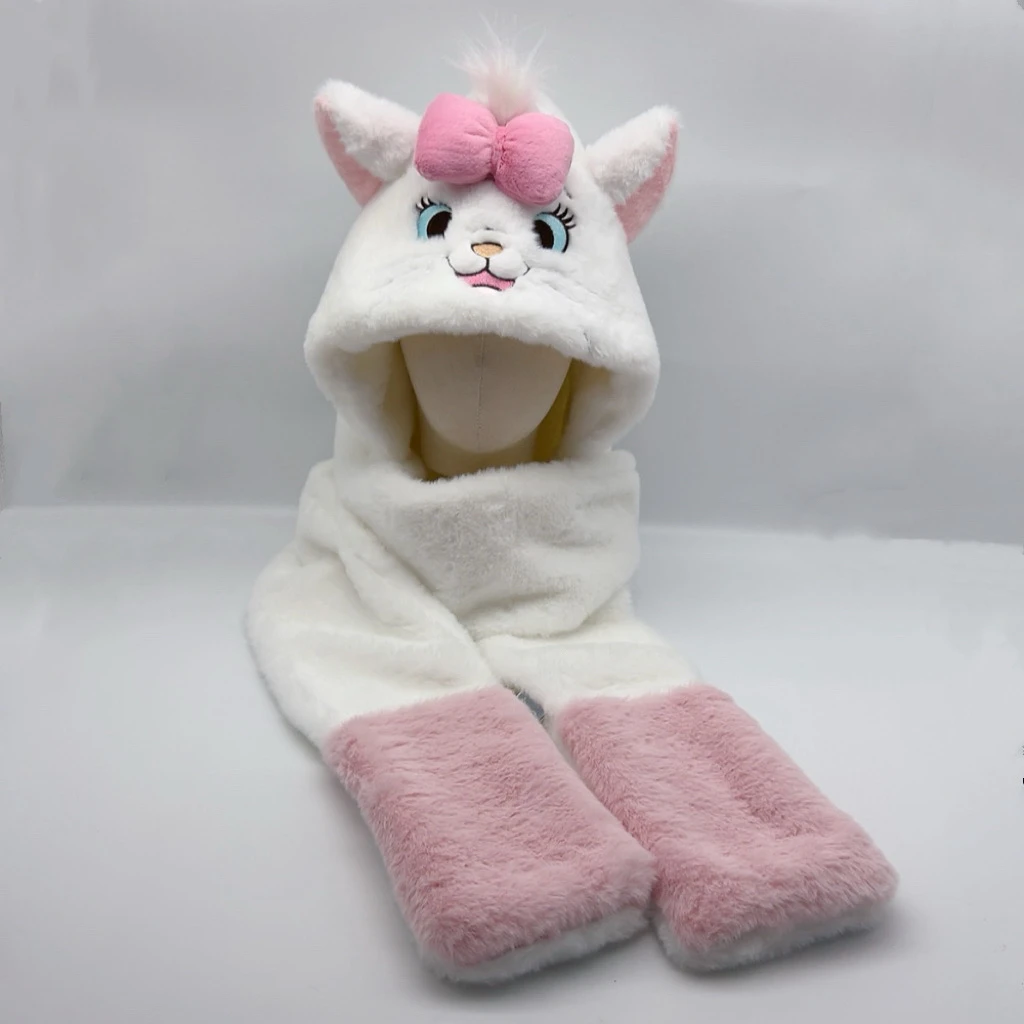 01999 猫咪帽子围巾手套一体三件套