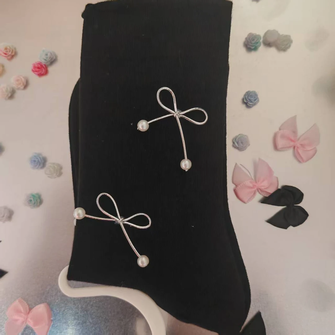2025S时尚潮流自制饰品袜棉袜蝴蝶结ins学生袜