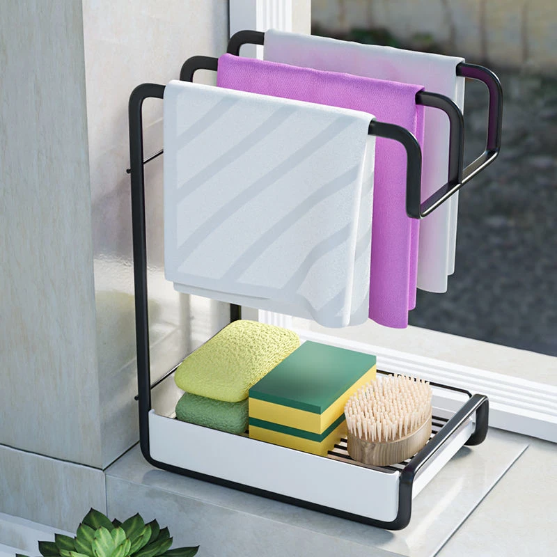 【店长推荐】抹布架子厨房用品家用大全沥水架收纳毛巾洗碗壁挂置