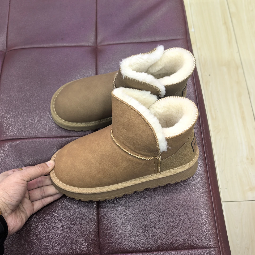3827厚底增高一脚蹬时尚雪地靴嘻哈风冬季圆头加绒保暖女鞋短靴