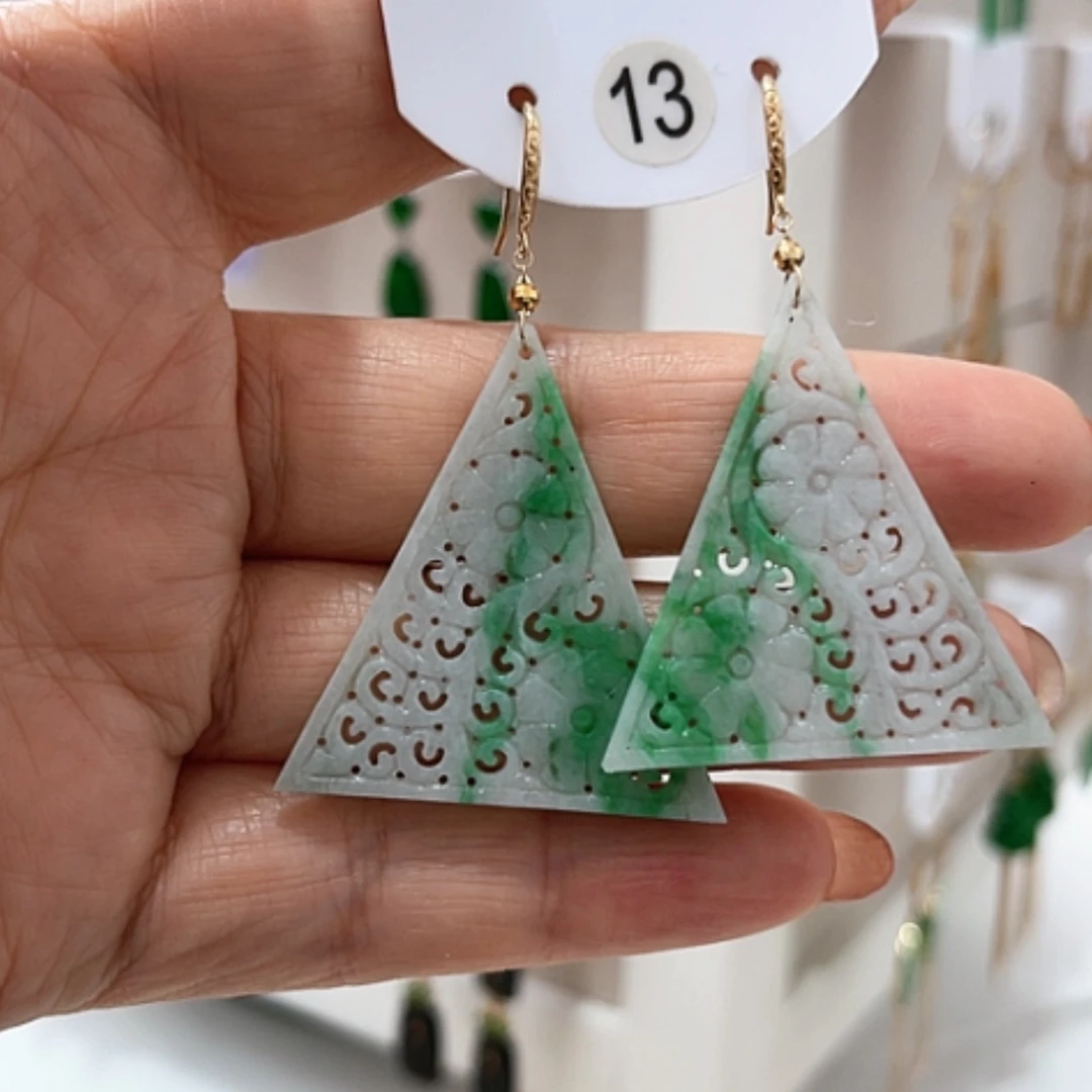 【闪购商品】翡翠耳饰18K金镶嵌翡翠耳坠