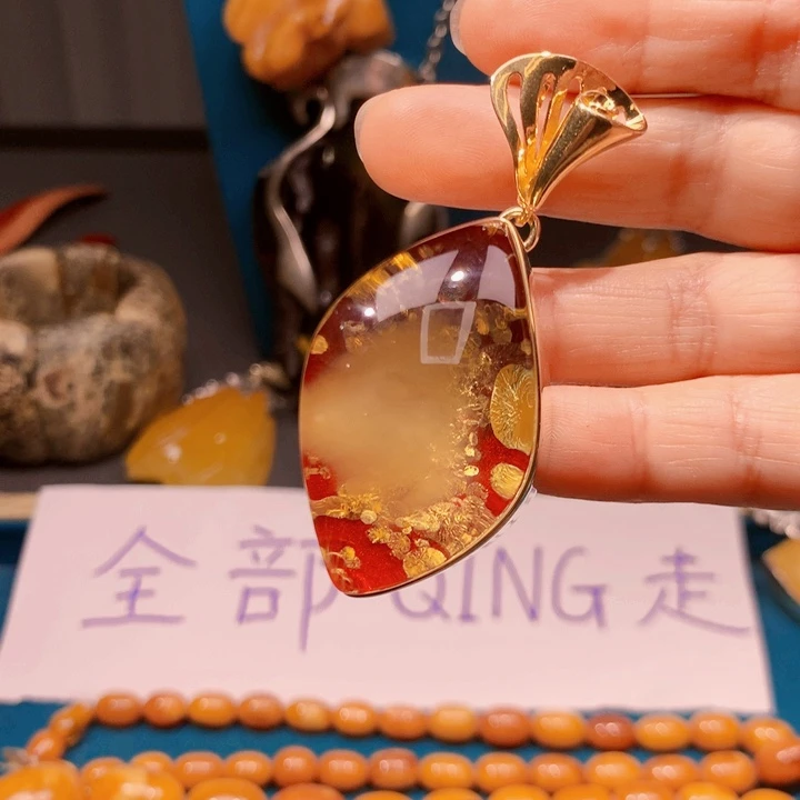 琥珀颈饰未镶嵌波兰设计款琥珀蜜蜡