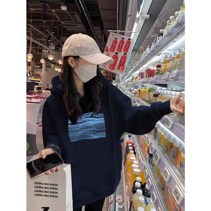 连帽卫衣女2025新款秋冬加绒加厚宽松包臂中长款韩版带帽情侣外套