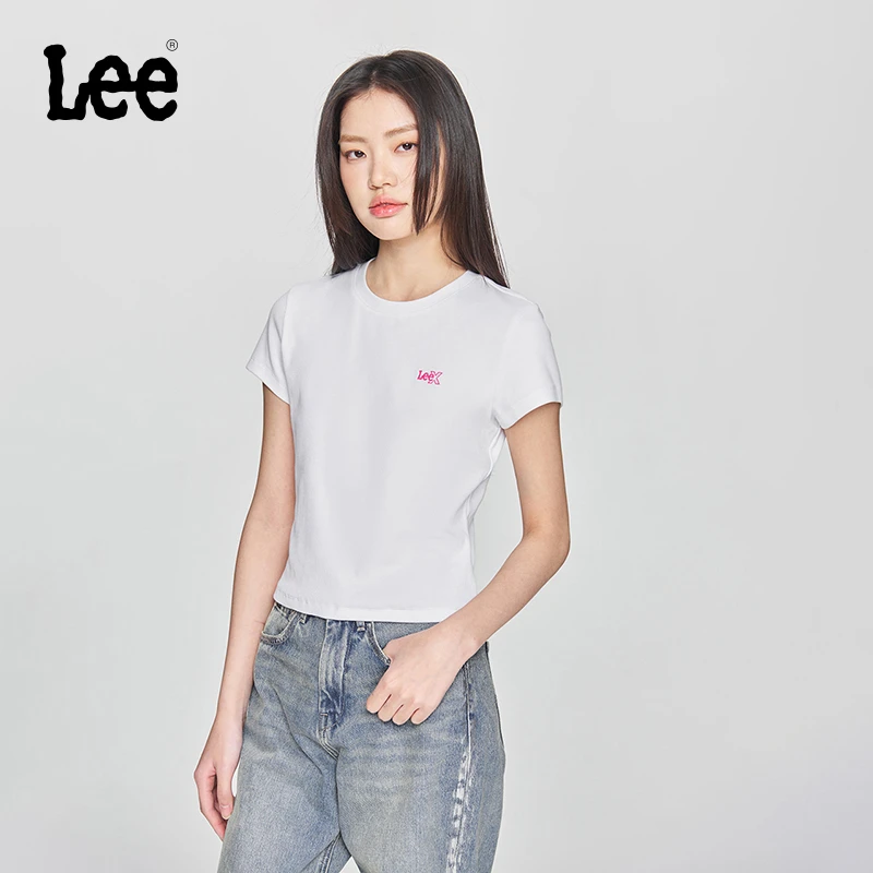 Lee25夏季修身版型圆领刺绣小Logo女短袖T恤潮LWT009873207