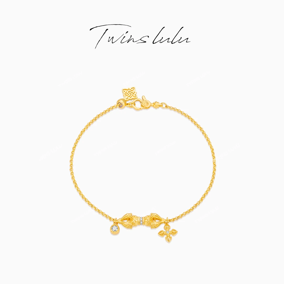 TWINS LULU 镀K金 轻奢高级感古法工艺新中式金刚杵手链TSS6975