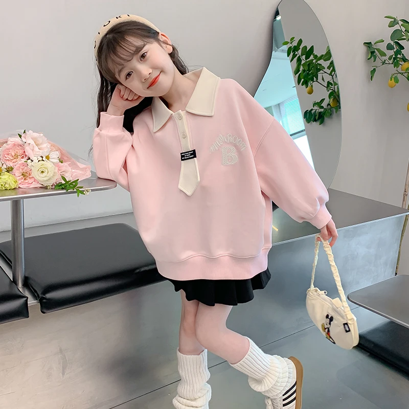 女童卫衣秋装2025新款洋气儿童装网红时髦上衣小女孩春秋款polo衫