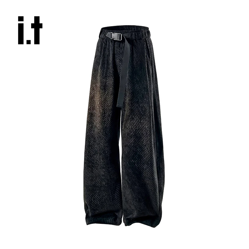 i.t izzue美式复古直筒阔腿男春秋潮流宽松时尚情侣百搭休闲裤C1M