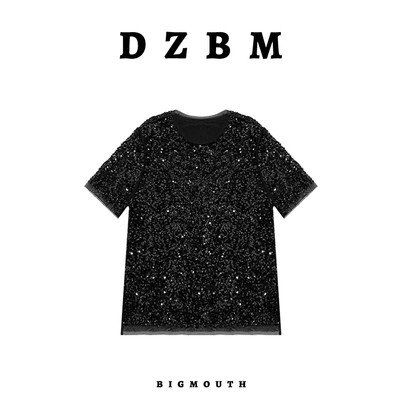 DZBM2024秋冬新款满亮片圆领打底衫时尚百搭T恤-S5514