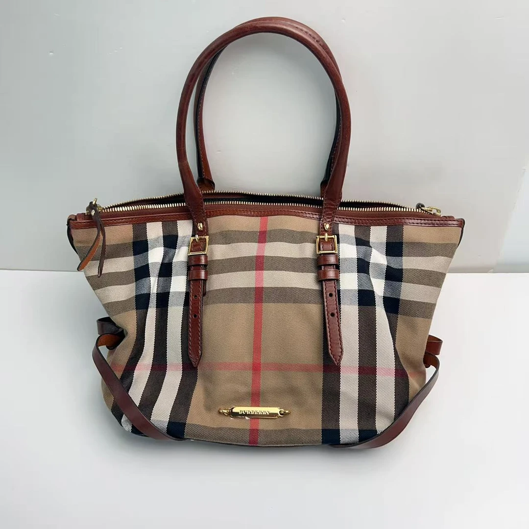 95新 BURBERRY/博柏利 博柏利格纹百搭托特包