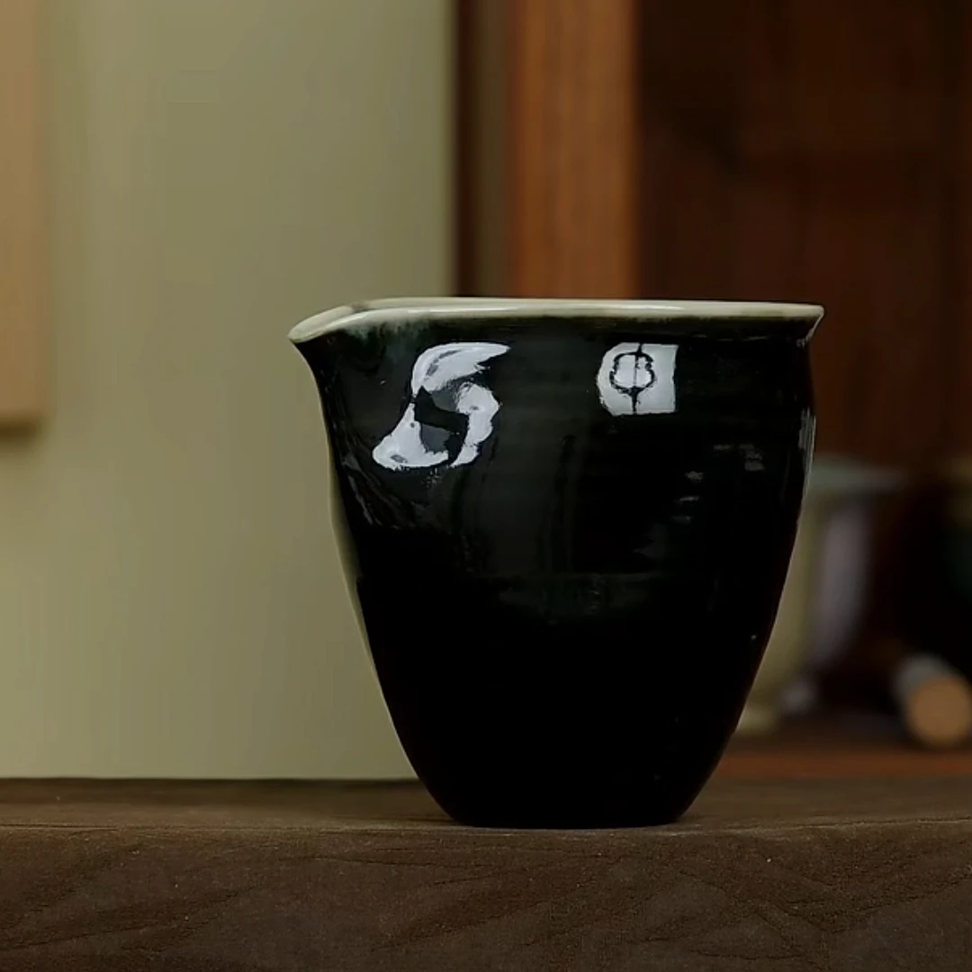 复古皮蛋青玄光葫芦公道杯双色釉茶器纯手工中式全手工分茶茶道