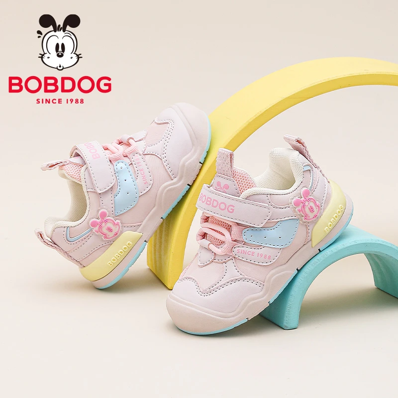 Bobdog/巴布豆宝宝鞋子0-1岁春秋学步鞋软底机能鞋皮面防滑小童鞋