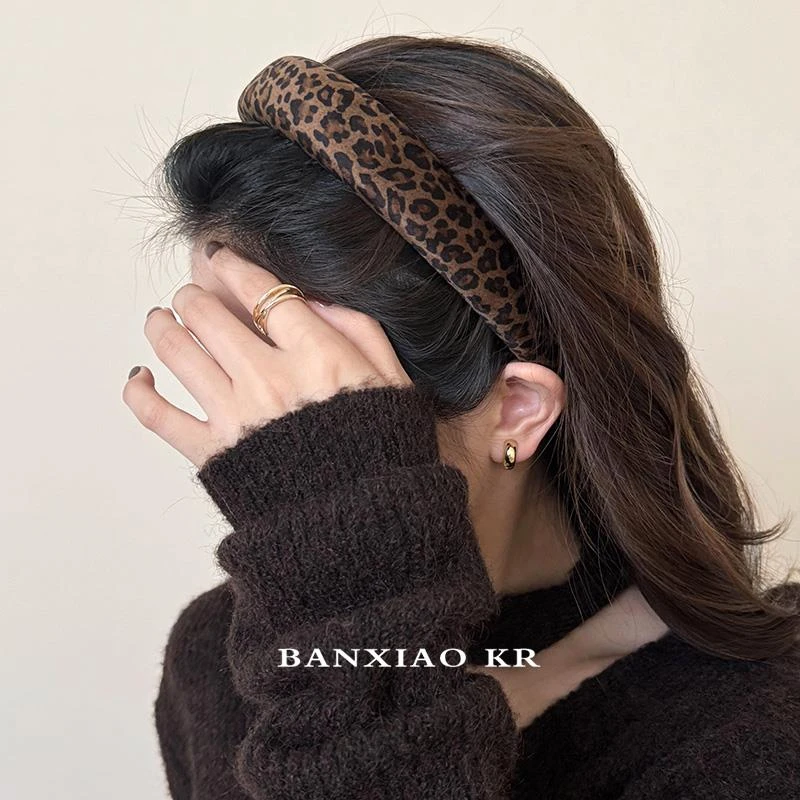复古气质豹纹洗脸发箍女高颅顶头箍秋冬压发发窟2025新款高端头饰
