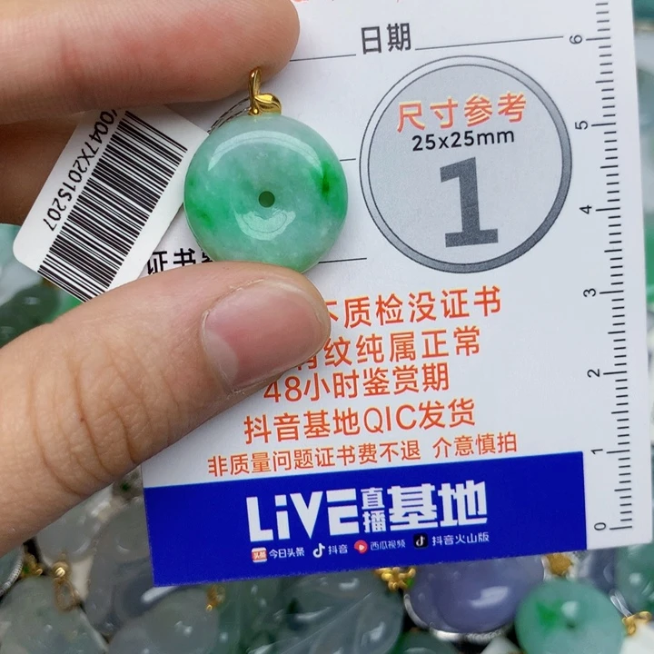 翡翠18K金镶嵌颈饰平安扣