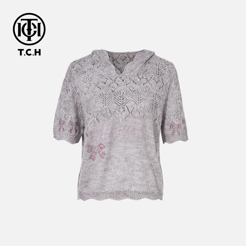 TCH私服2025春季新款烫钻时尚休闲百搭针织T恤T75A09E5113轻奢tch