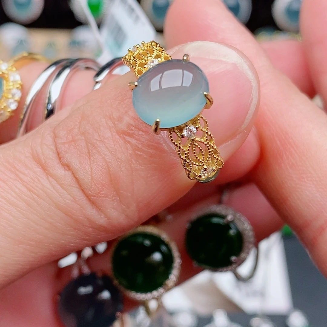 银S925镶嵌戒指翡翠