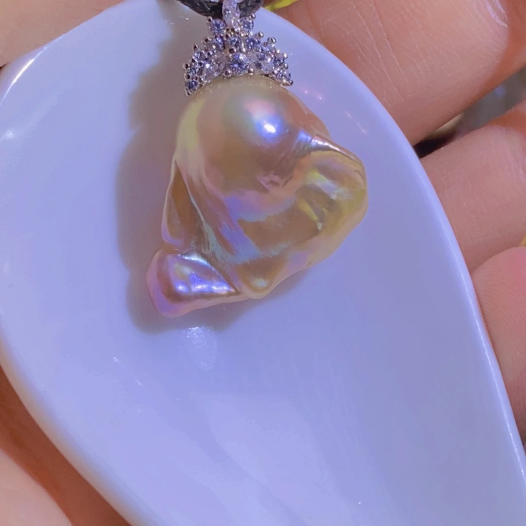 银S925镶嵌淡水珍珠微瑕