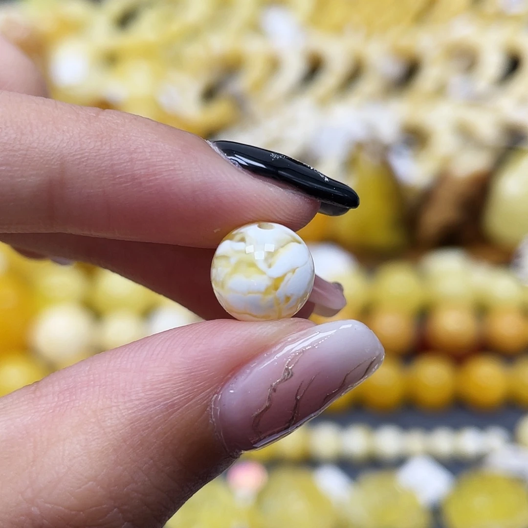 琥珀未镶嵌裸石9.7mm圆珠蜜蜡
