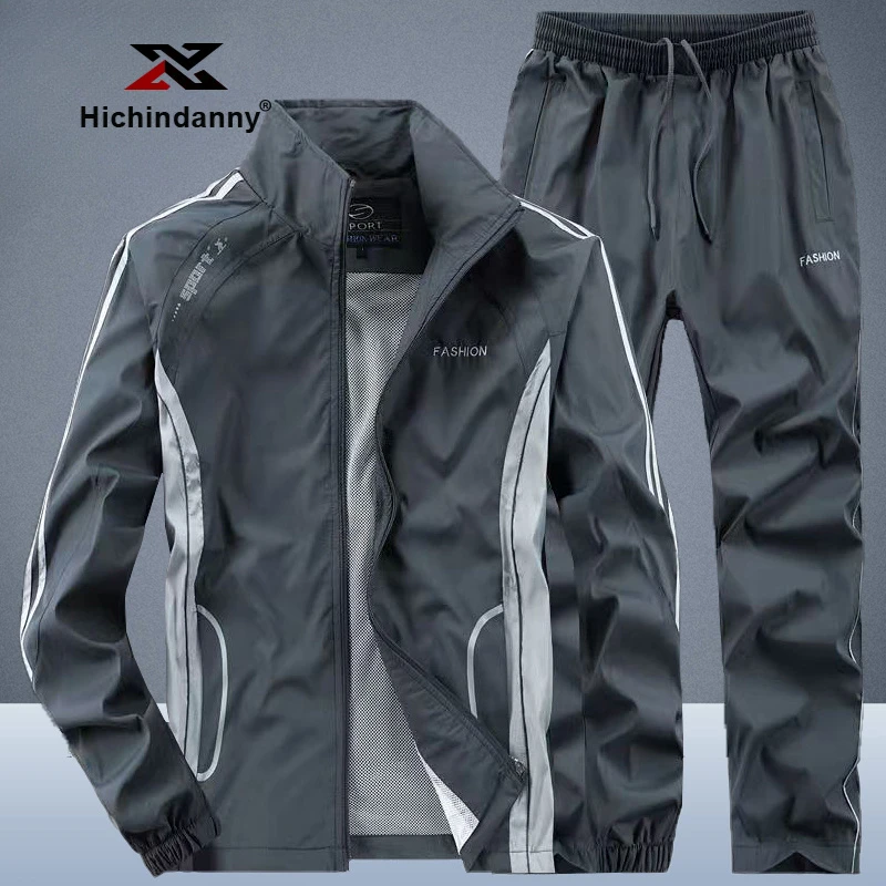 HICHIN休闲运动套装男士春秋季新款户外宽松大码跑步运动服两件套