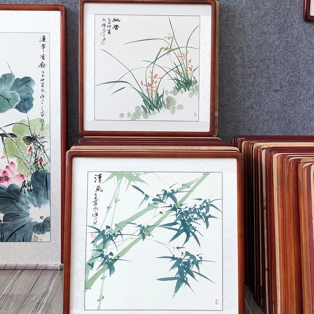 国画书画作品带框63×63