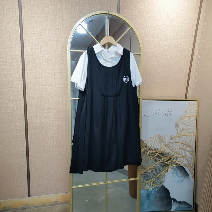 BH649孕妇黑色背心裙两件套100-130