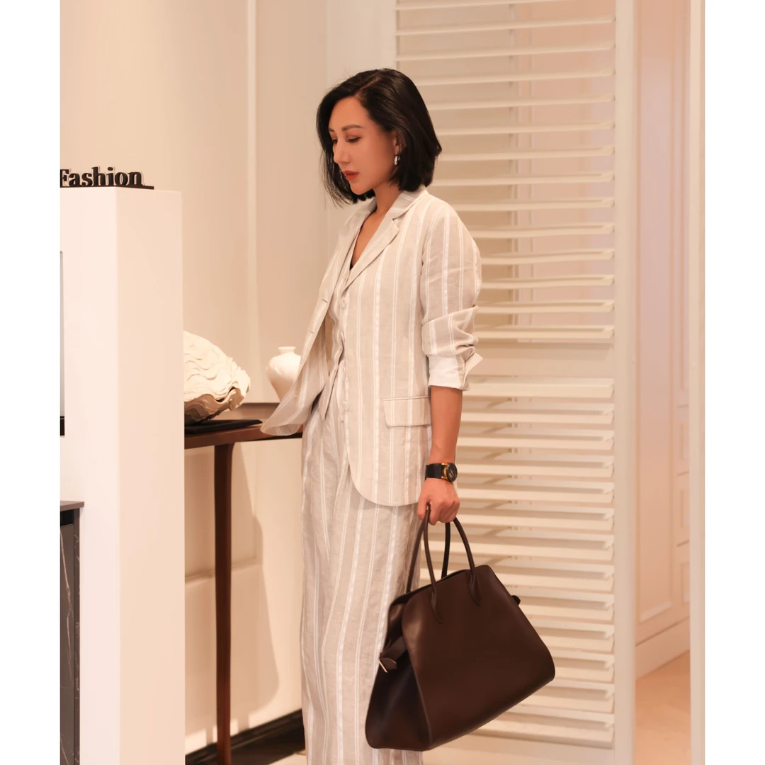 【Do.Fashion欧阳】“老钱高级”法国进口100色织亚麻马甲+西服西装