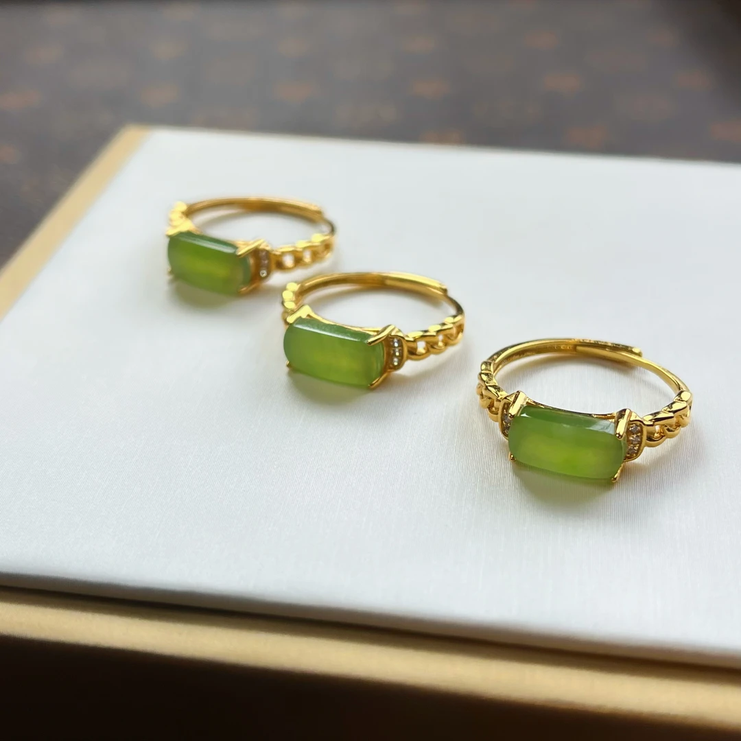 【大新珠宝】和田玉碧玉方糖戒指 马鞍-多样性发一