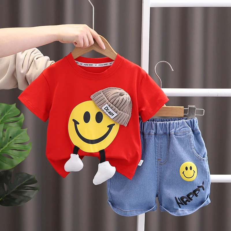 2025年款衣服儿童宝宝男童小童薄款婴幼儿分体洋气帅气小男孩短袖
